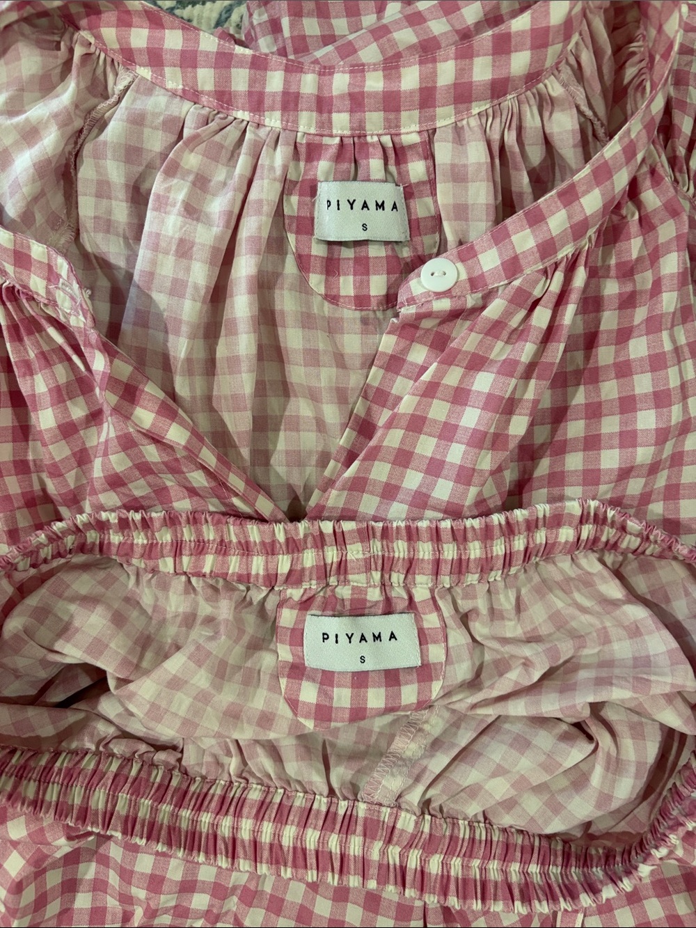 Piyama  Pink Gingham Ruffle Pajama Set - Picture 3 of 4